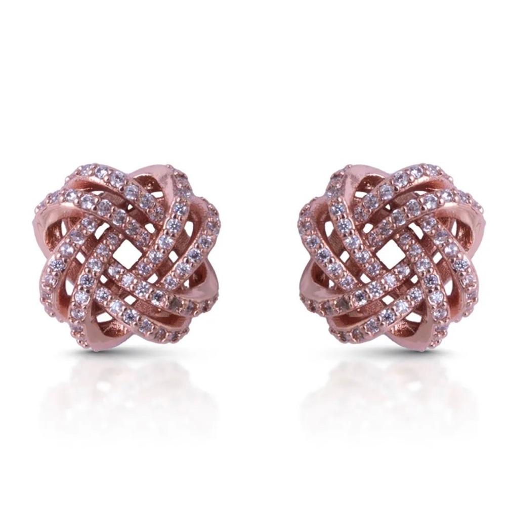 Rose Gold Celtic Knot CZ earrings